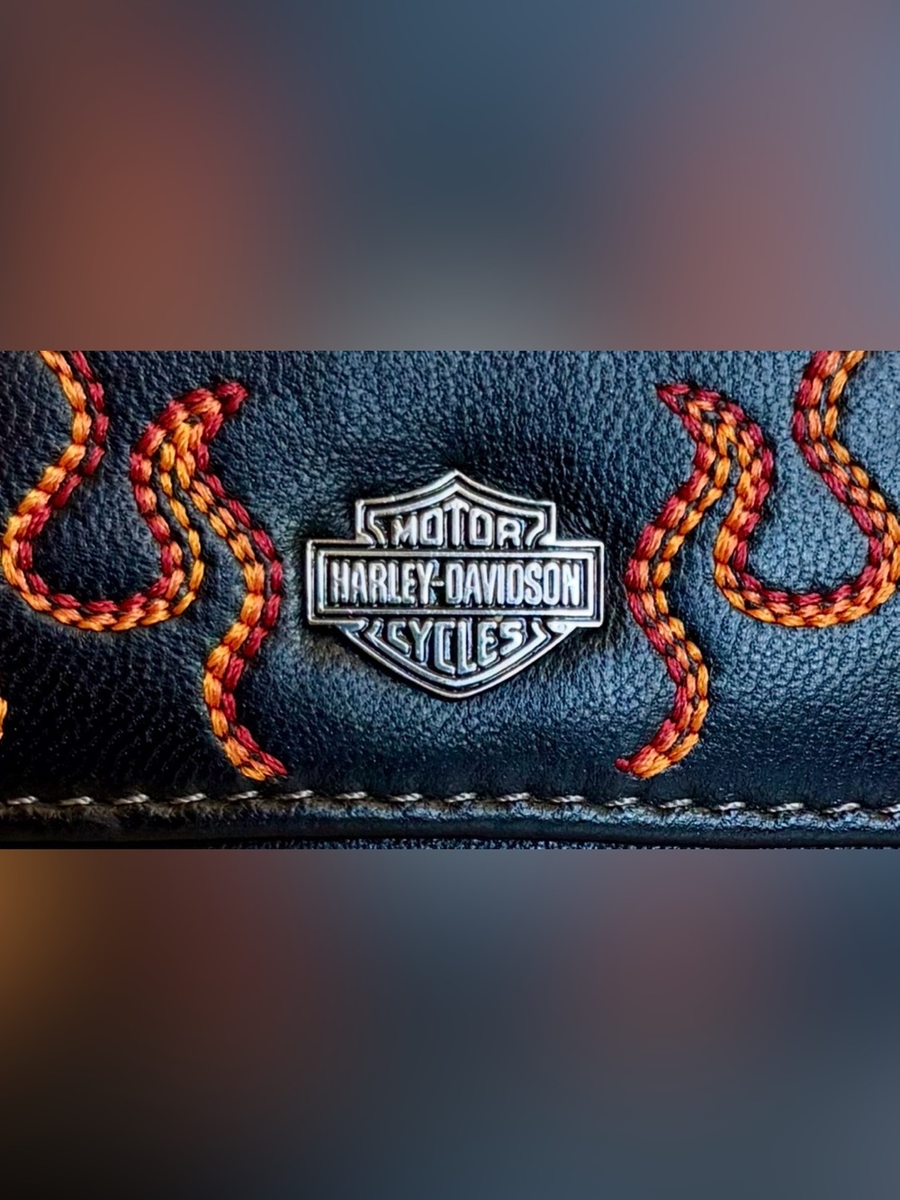 Harley-Davidson Flame Leather Wallet Biker Moto Logo Black Magnetic Unisex